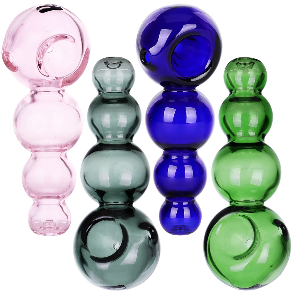 4CT BUNDLE - Pulsar Spherical Spoon Pipe - 4" / Blue, Green, Pink, Smoke, BDD Wholesale