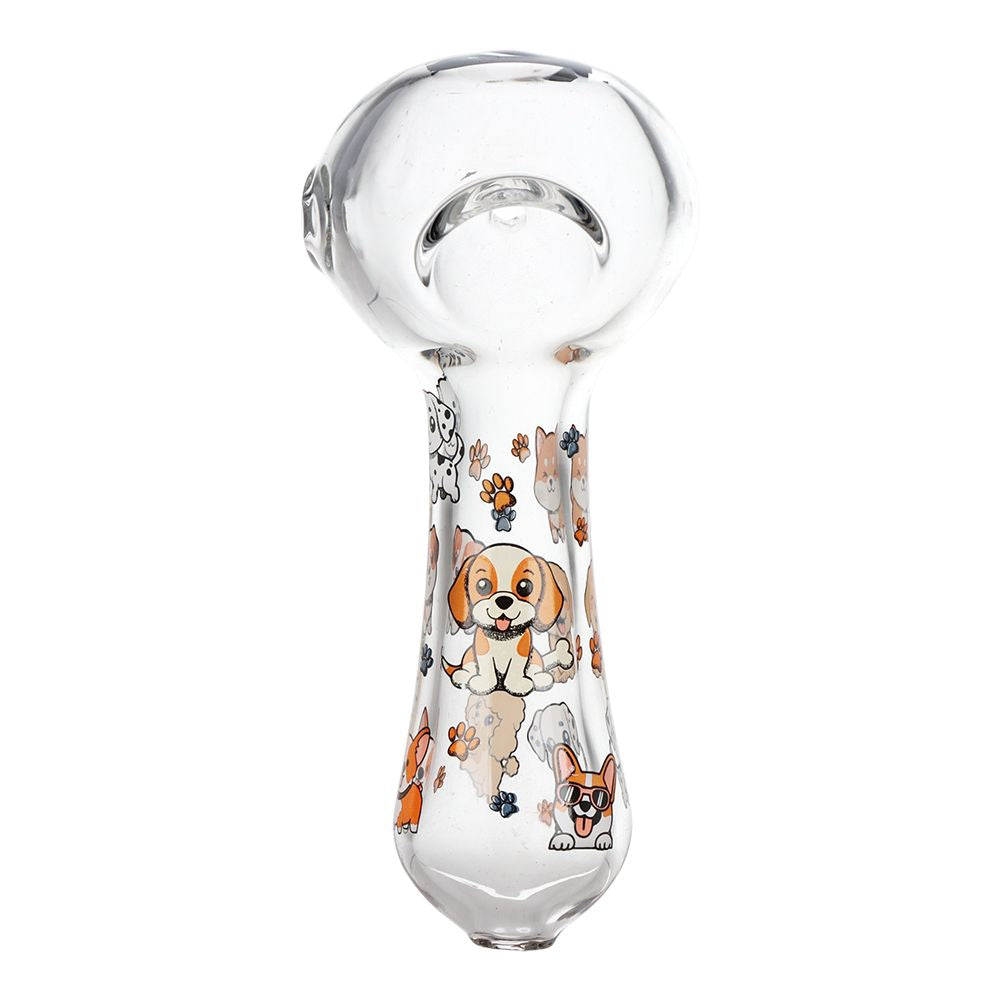 3CT BUNDLE - Pulsar Cute Doggies Glass Spoon Pipe - 4.5", BDD Wholesale