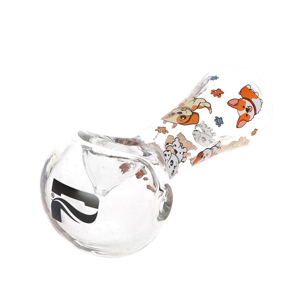 3CT BUNDLE - Pulsar Cute Doggies Glass Spoon Pipe - 4.5", BDD Wholesale