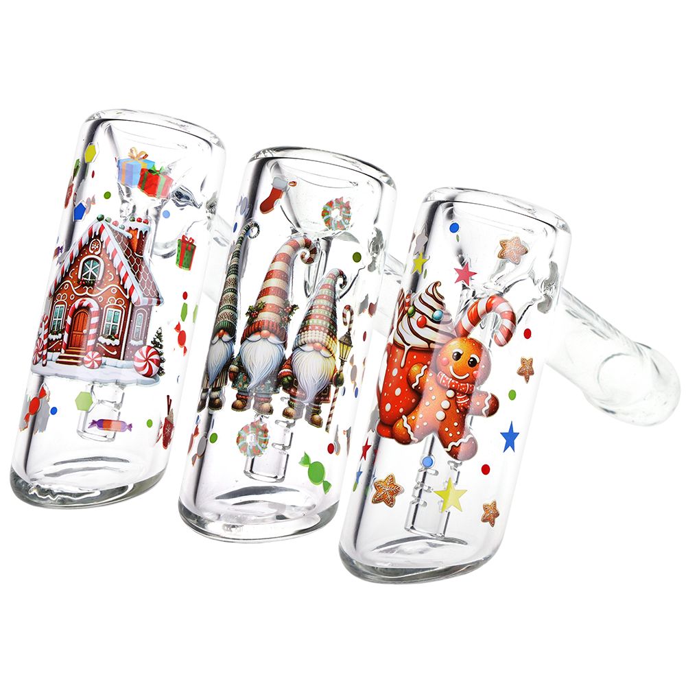 3CT BUNDLE - Pulsar Christmas Themed Glass Bubbler - 5.75" / Designs Vary, BDD Wholesale