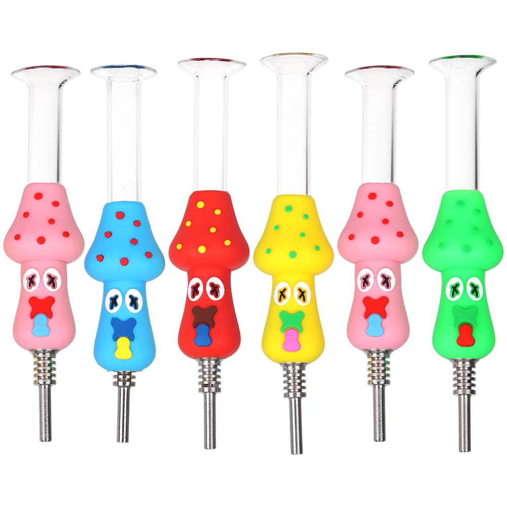 6CT BUNDLE - SeshGear Shocked Shrooms Silicone Dab Straws - 5" / Assorted Colors, BDD Wholesale