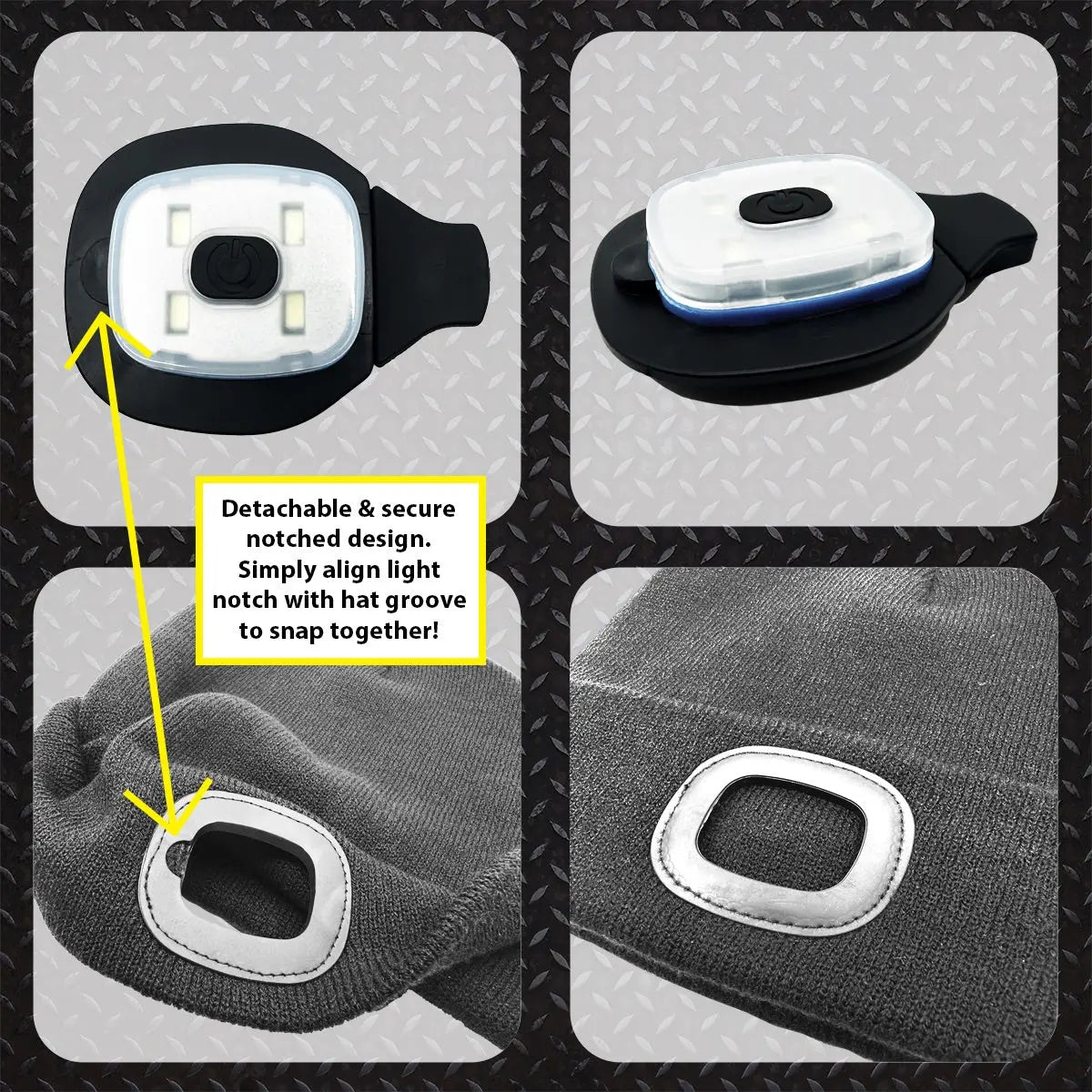 Yellow LED Light Hat 6 Pieces Per Retail Ready Display 25042 ROUGHNECK