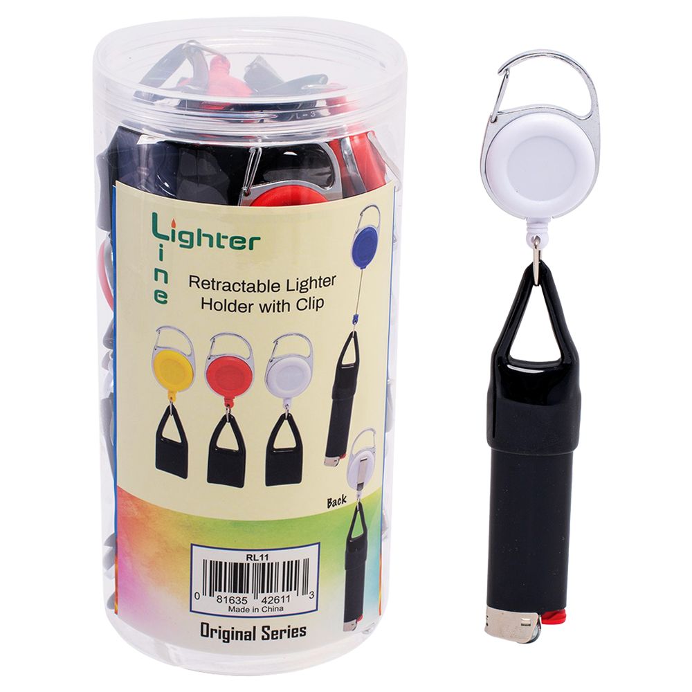 30CT JAR - Lighter Line Retractable Lighter Holder w/ Clip - Original Series, BDD Wholesale