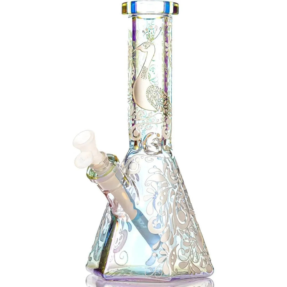 MK Glass Hexagon Electroplated Peacock Beaker, BDD Wholesale