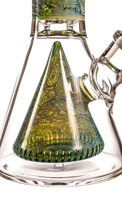 MK Glass Electroplated Engraved Pyramid Art Beaker