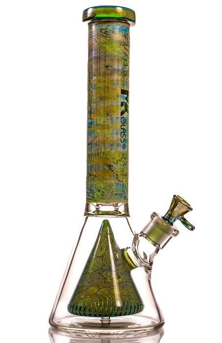 MK Glass Electroplated Engraved Pyramid Art Beaker