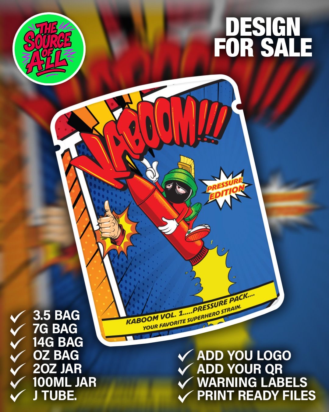 Custom Printed 3.5oz Baggies – Design G, BDD Wholesale