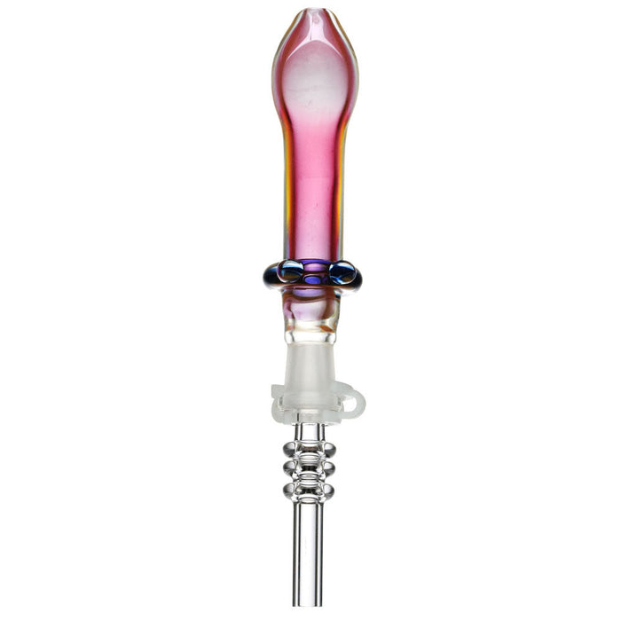 Pulsar Fumed Glass Footed Honey Straw - Titanium Tip / 5.75"