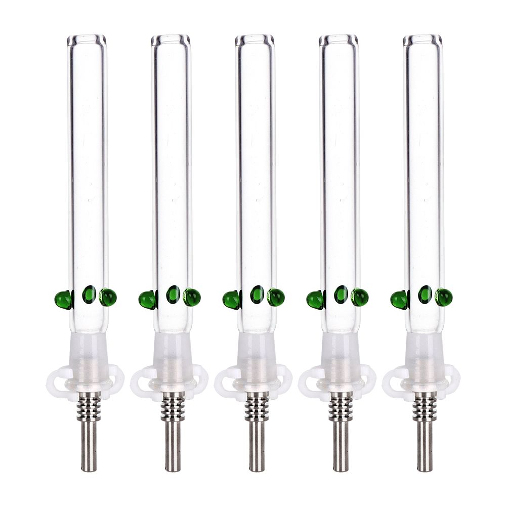 5CT BUNDLE - Glass Honey Straw w/ Titanium Tip - 6" / Clear, BDD Wholesale