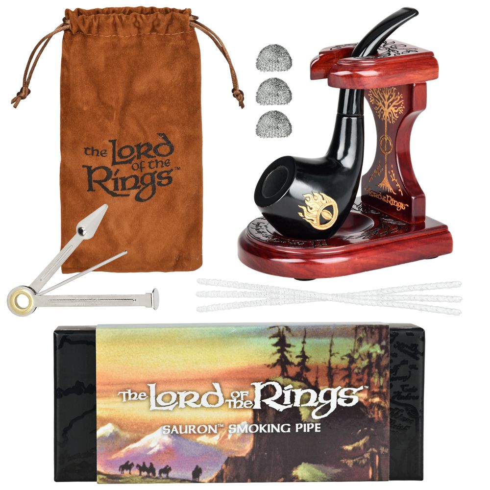 Pulsar Shire Pipes x LoTR SAURON Pipe & MIDDLE-EARTH Pipe Stand Bundle- 5.5", BDD Wholesale