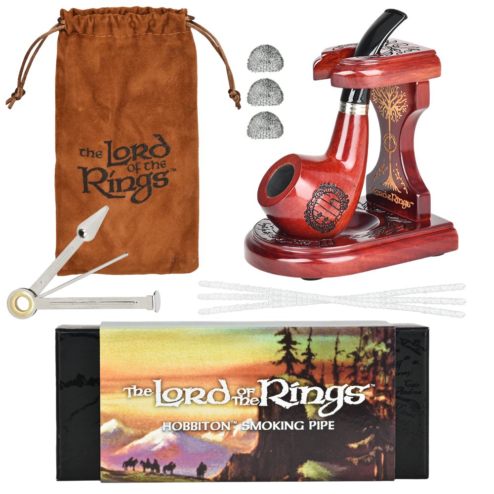 Pulsar Shire Pipes x LoTR HOBBITON Pipe & MIDDLE-EARTH Pipe Stand Bundle - 5.25", BDD Wholesale