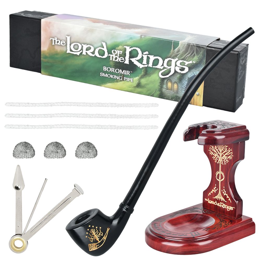 Pulsar Shire Pipes x LoTR BOROMIR Pipe & MIDDLE-EARTH Pipe Stand Bundle - 13", BDD Wholesale