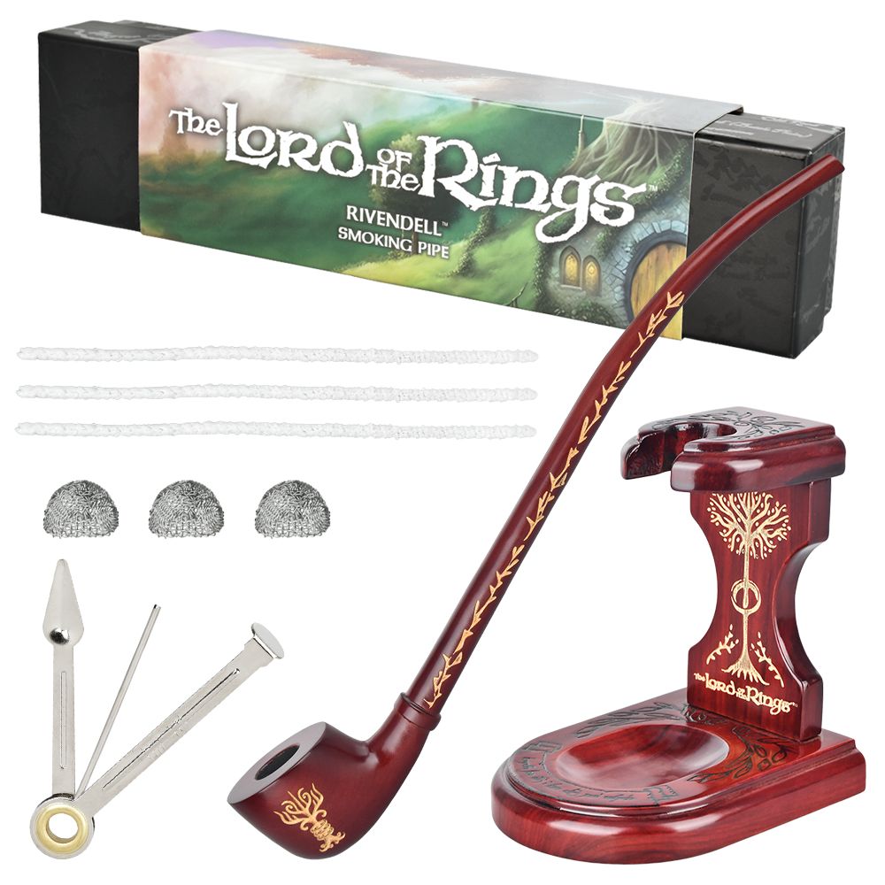 Pulsar Shire Pipes x LoTR RIVENDELL Pipe & MIDDLE-EARTH Pipe Stand Bundle - 12.75", BDD Wholesale