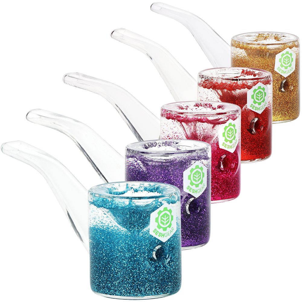 5CT BUNDLE - SeshGear So Camp Glitter Glycerin Hand Pipe - 5" / Assorted Colors, BDD Wholesale