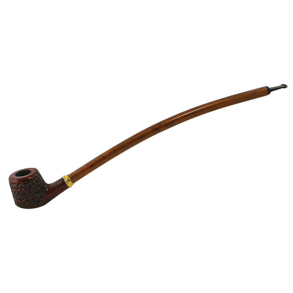 Pulsar Shire Pipes Curved Engraved Cherry Wood Tobacco Pipe - 15", BDD Wholesale