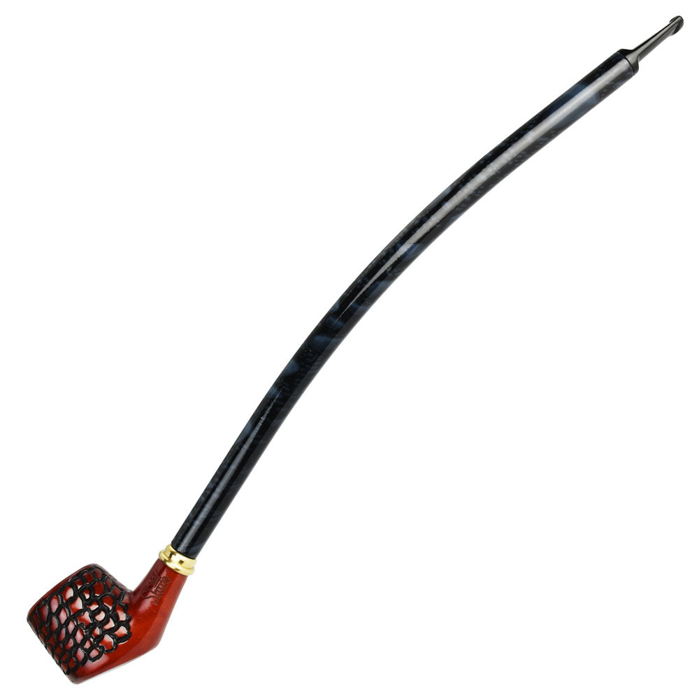 Pulsar Shire Pipes Curved Engraved Cherry Wood Tobacco Pipe - 15", BDD Wholesale