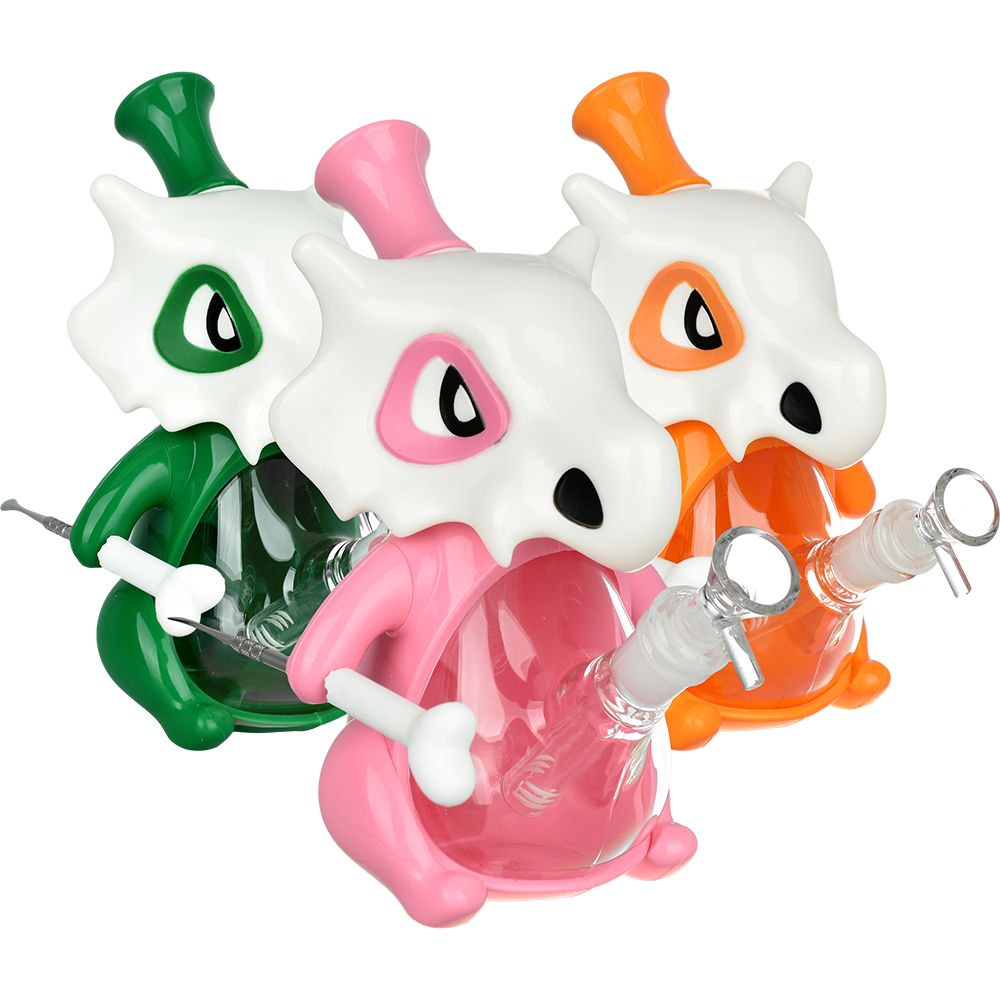 Skull Beast Silicone and Glass Water Pipe + Dab Tool - 8.75" / 14mm F / Colors Vary, BDD Wholesale
