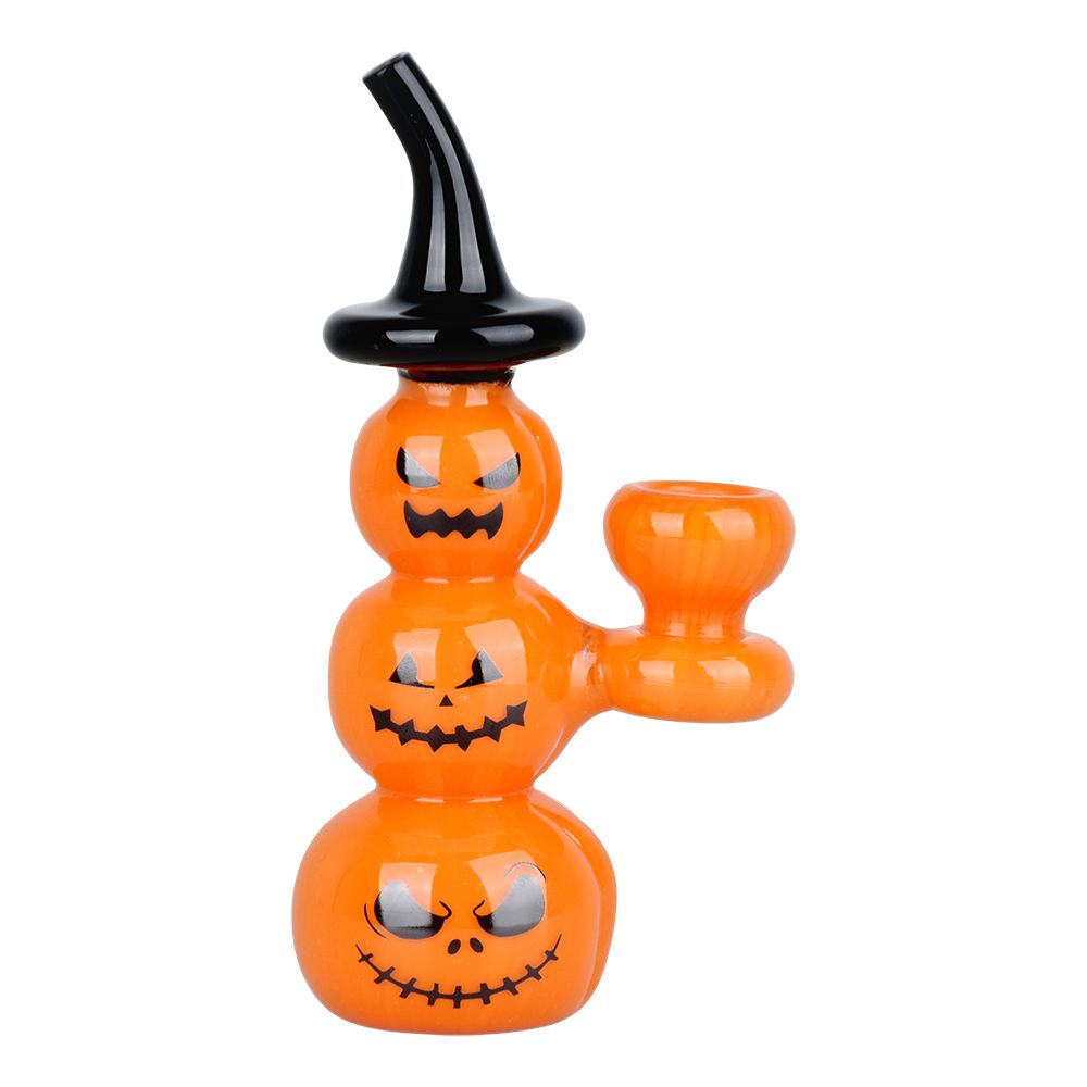 Halloween Pumpkin Pile Up Glass Bubbler - 5.75", BDD Wholesale