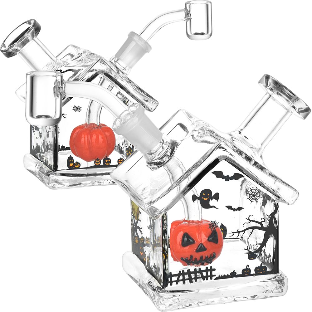 Halloween House Glass Dab Rig - 4.5" / 14mm F, BDD Wholesale