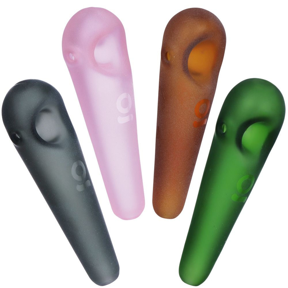 ONGROK Teardrop Sandblasted Glass Spoon Pipe | 4", BDD Wholesale