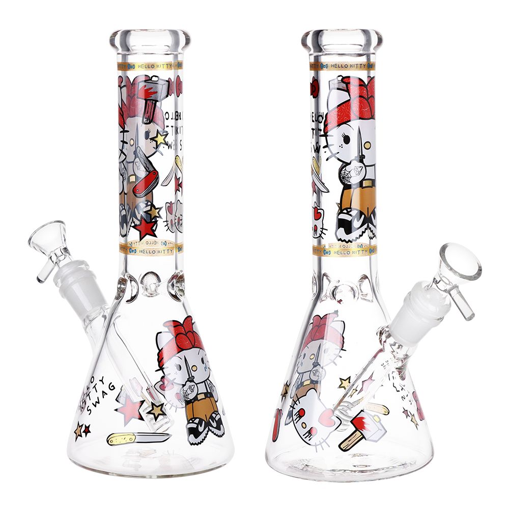 Gangster Cat Beaker Glass Water Pipe - 10" / 14mm F, BDD Wholesale