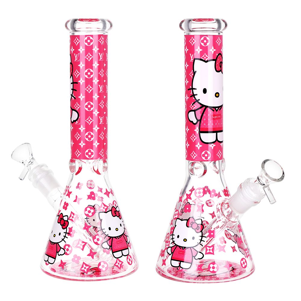 High Fashion Kitty Beaker Glass Water Pipe - 10" / 14mm F, BDD Wholesale