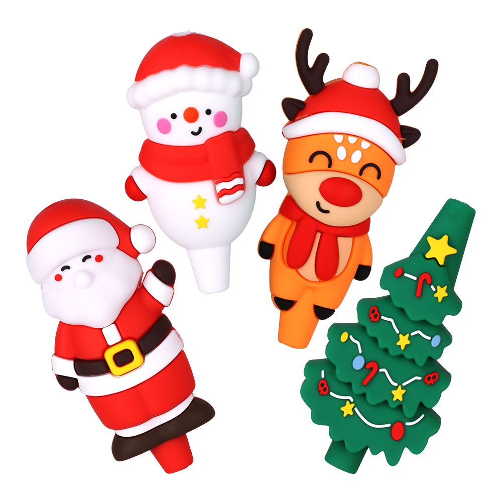 15CT FISHBOWL - Christmas Themed Silicone Hand Pipe  -  4" / Styles Vary, BDD Wholesale