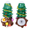 Shroom Xmas Tree Enamel Resin Sculpted Glass Spoon Pipe - 5", BDD Wholesale