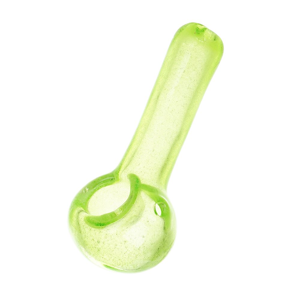 Green Glow In Dark Glass Spoon Pipe - 3.75", BDD Wholesale