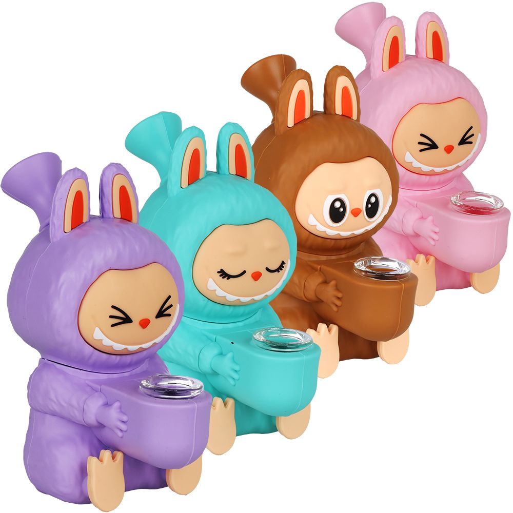 4CT BUNDLE - Funny Animal Silicone Water Pipe - 5.5" / Assorted Colors, BDD Wholesale