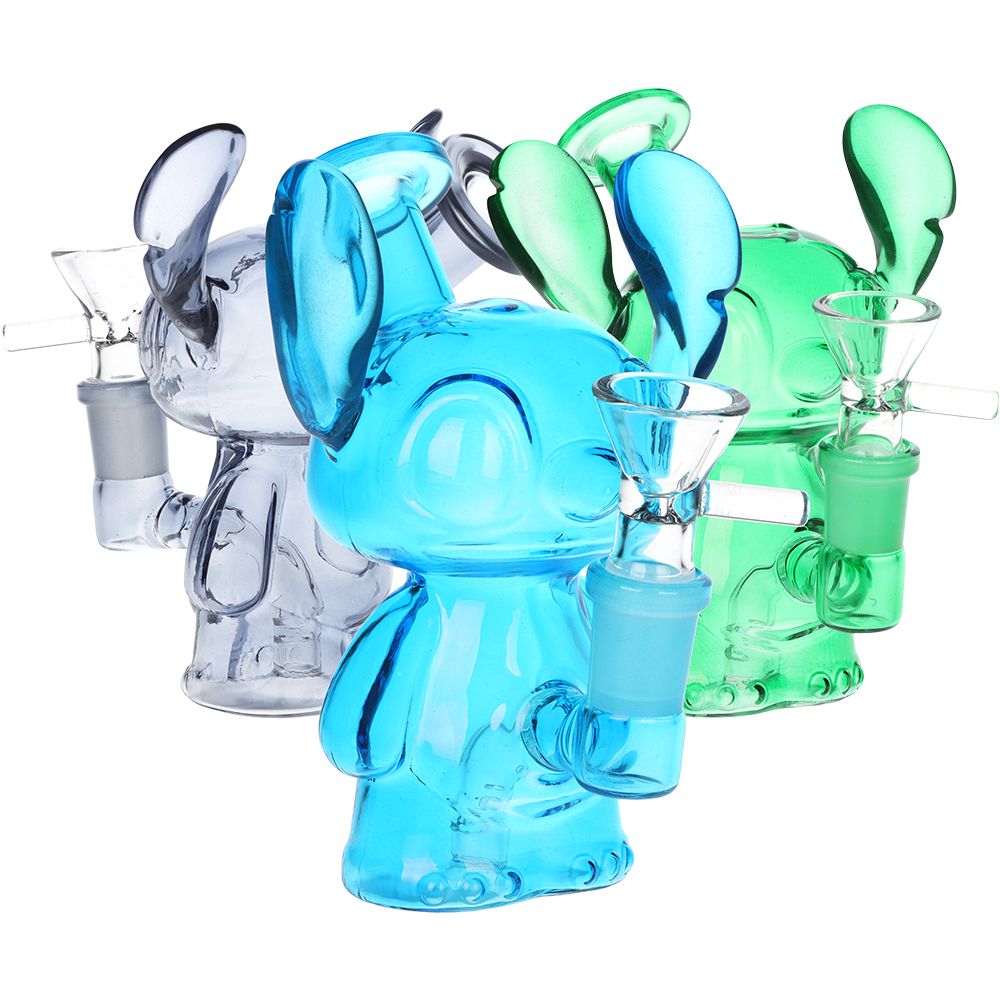 3CT BUNDLE - Ohana Friend Glass Water Pipe - 5" / 14mm F / Green, Blue, Smoke, BDD Wholesale