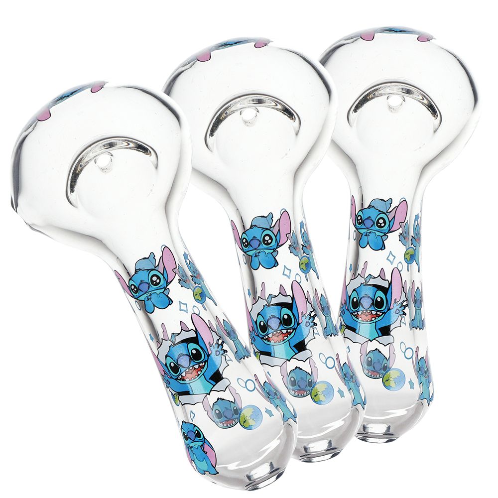 3CT BUNDLE - Little Blue Creature Glass Spoon Pipe - 4.5", BDD Wholesale