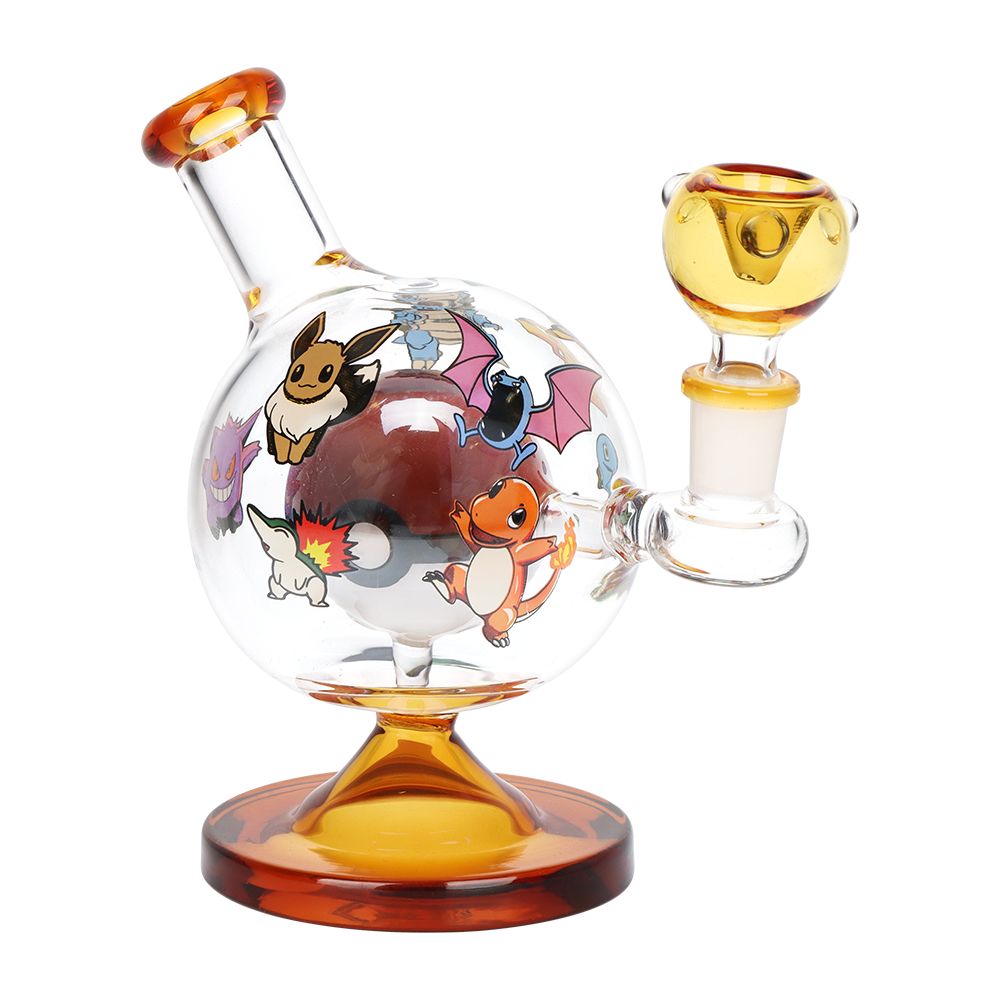 Playful Creatures Ball Glass Water Pipe - 6" / 14mm F, BDD Wholesale