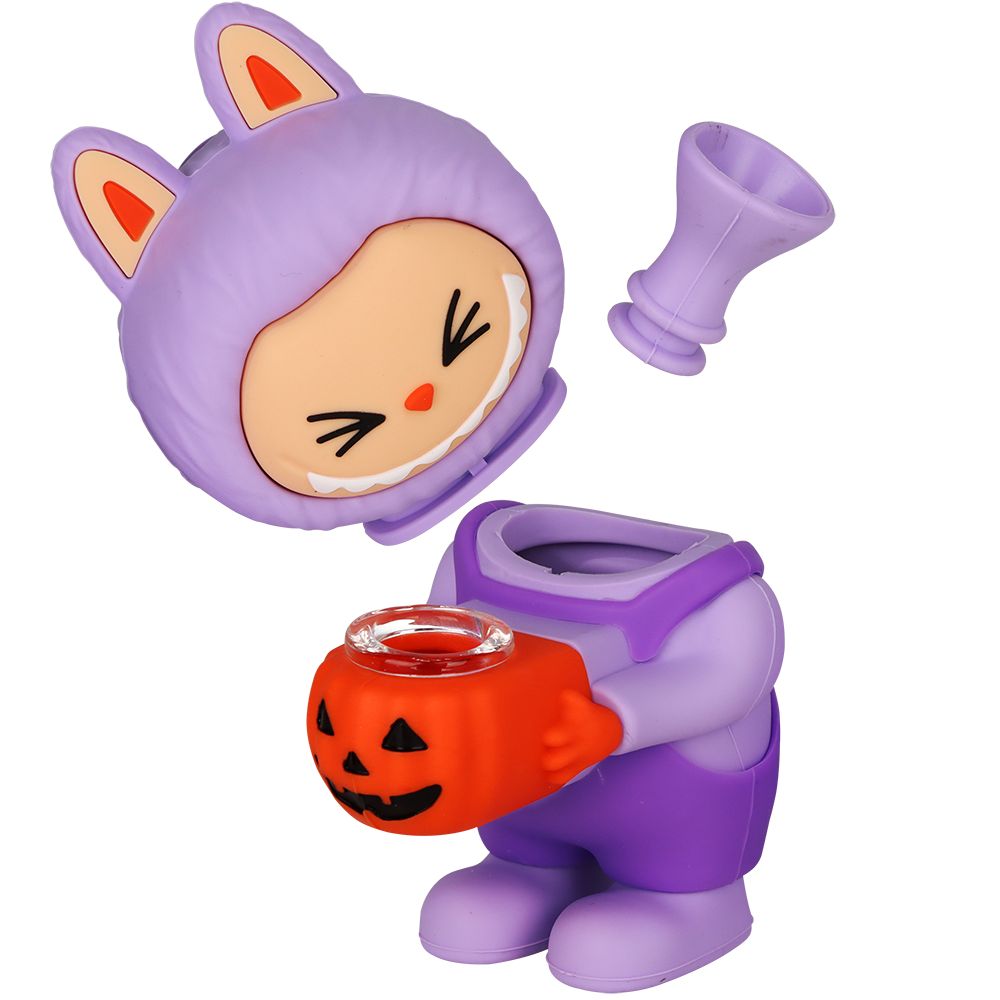 3CT BUNDLE - Halloween Funny Animal Silicone Water Pipe - 6" / Assorted Colors, BDD Wholesale