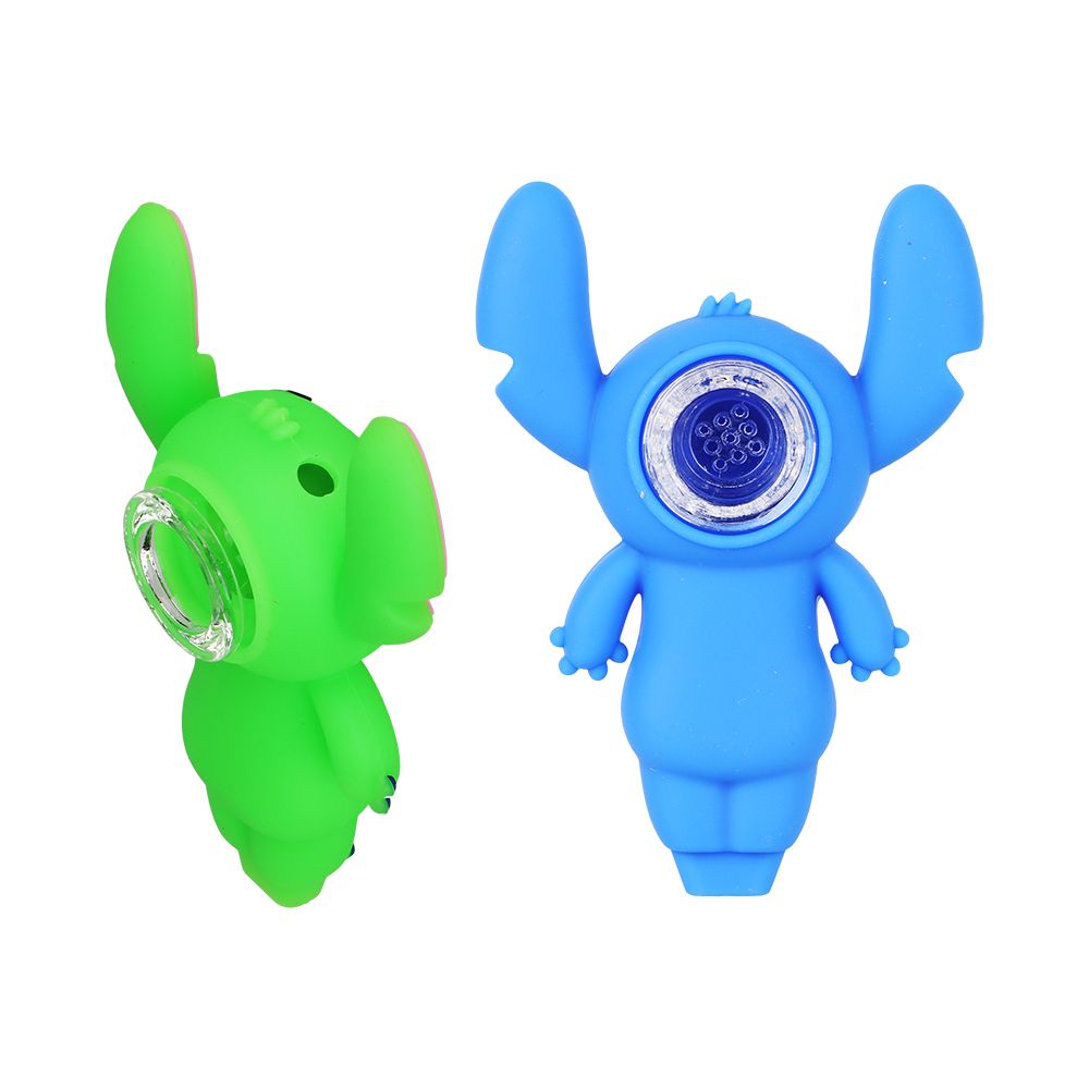 4CT BUNDLE - Ohana Friend Silicone Hand Pipe - 4.25" / Assorted Colors, BDD Wholesale