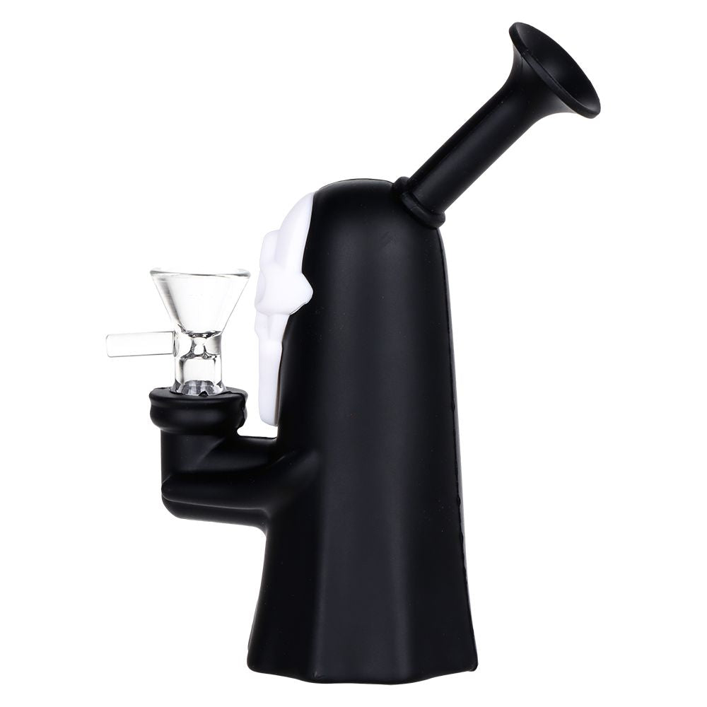 Scary Mask Silicone Water Pipe w Glass Bowl - 6.3" / 14mm F, BDD Wholesale