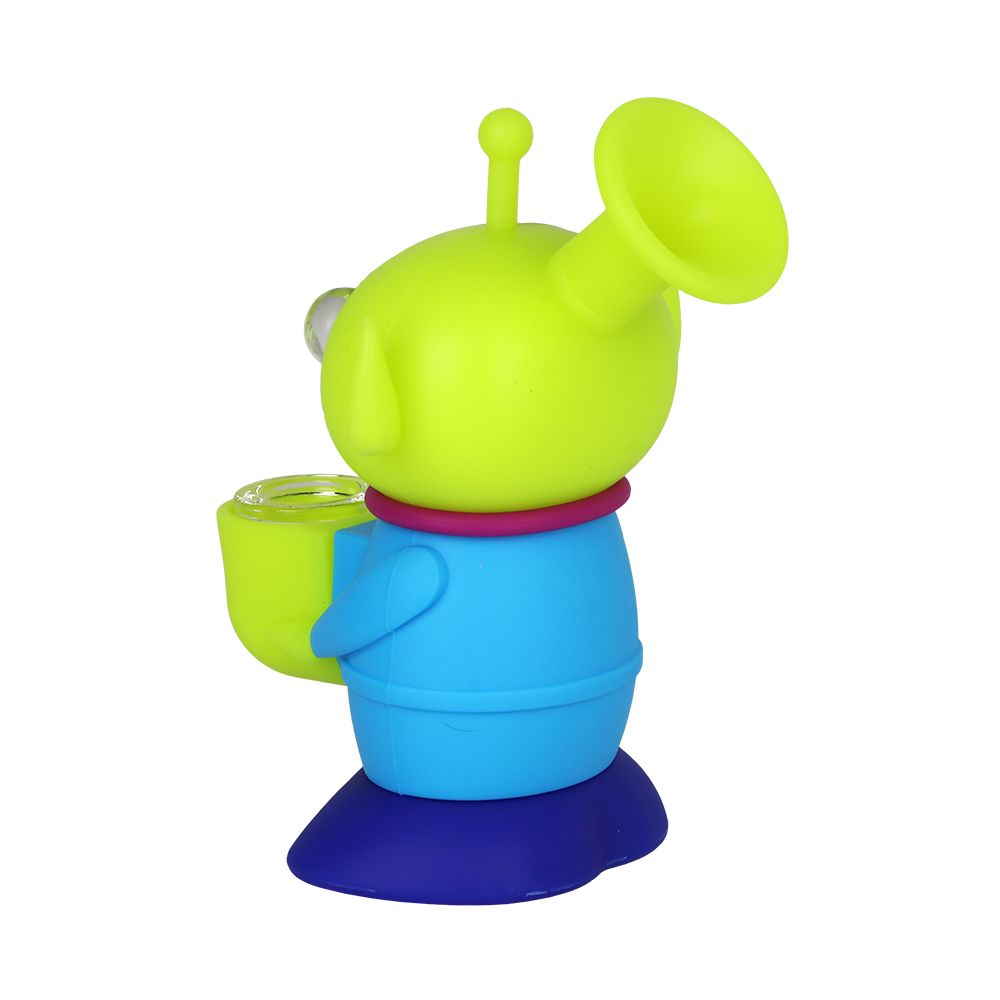 Cute Alien Silicone Water Pipe w/ Glass Bowl - 5.25" / Colors Vary, BDD Wholesale