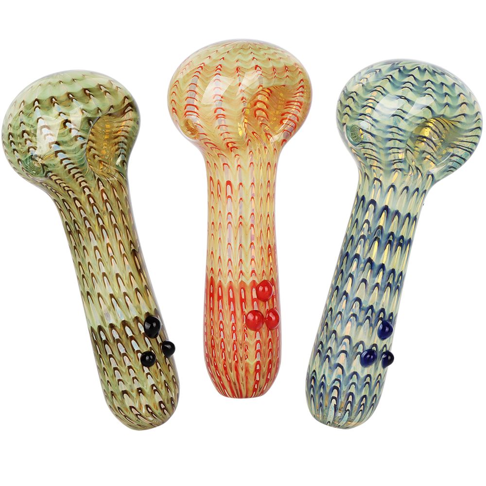 3CT BUNDLE - Snake Skin Marble Glass Spoon Pipe - 4.75" / Assorted Colors, BDD Wholesale