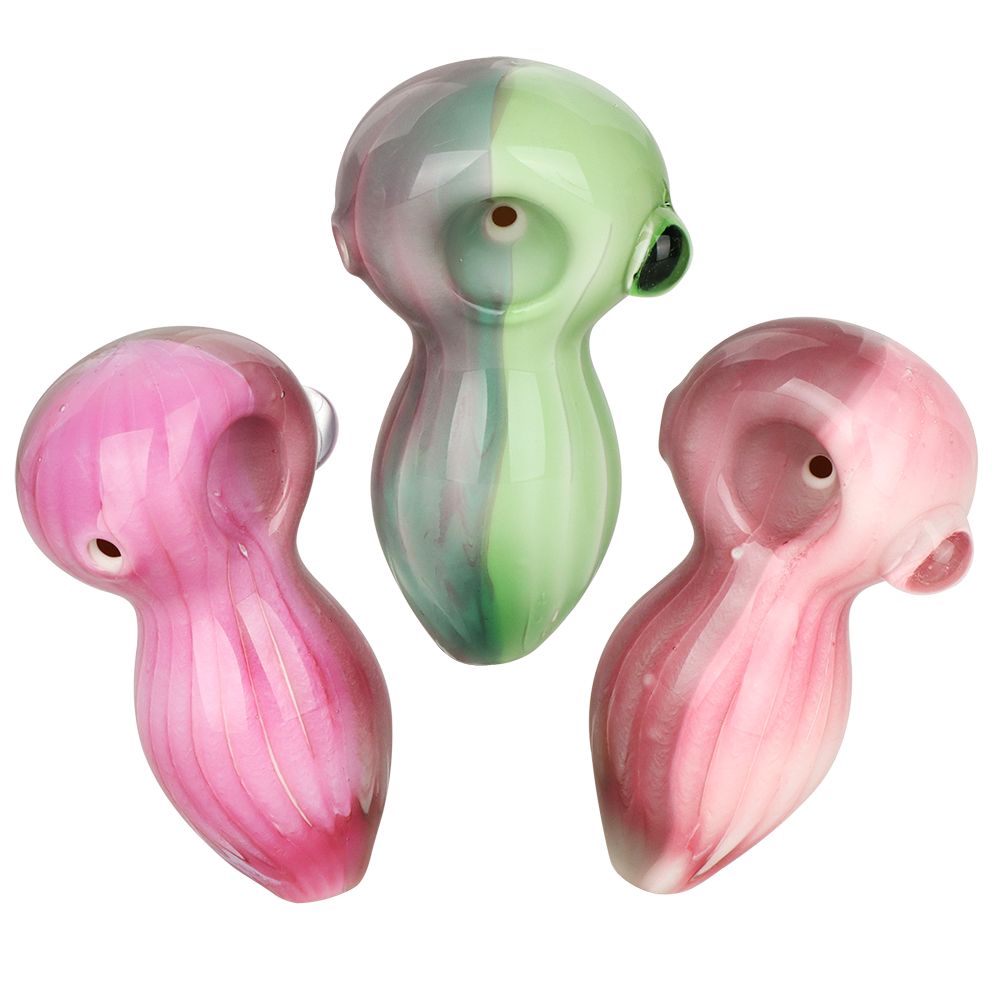 3CT BUNDLE - Two Toned Pastel Glass Spoon Pipes - 3.5" / Assorted Colors, BDD Wholesale