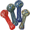 4CT BUNDLE - Netted Spirals Glass Spoon Pipe - 3.75"-4" / Assorted Colors, BDD Wholesale