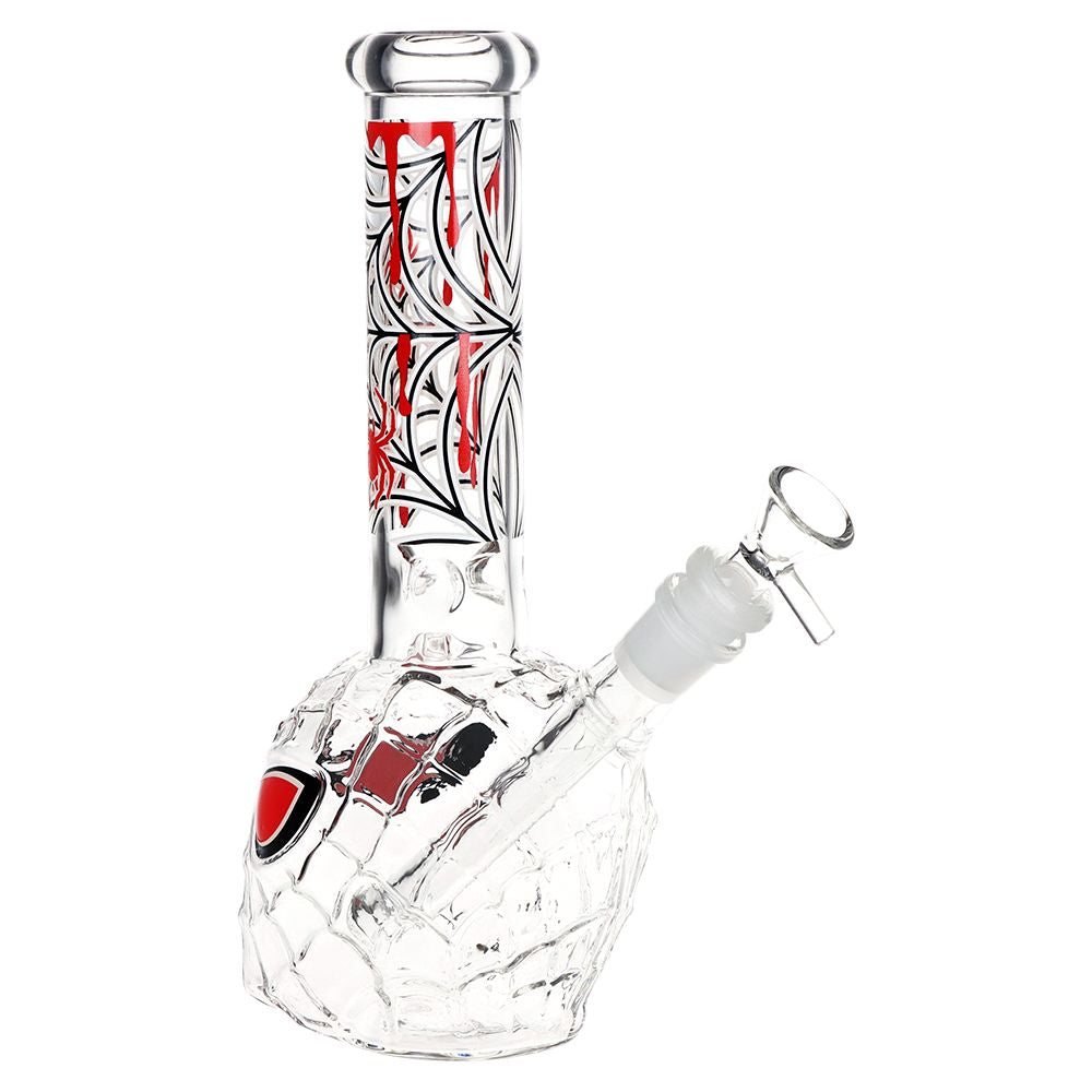 3CT BUNDLE - Spider Dude Molded Glow in the Dark Glass Water Pipe - 9.75" / 14mm F, BDD Wholesale