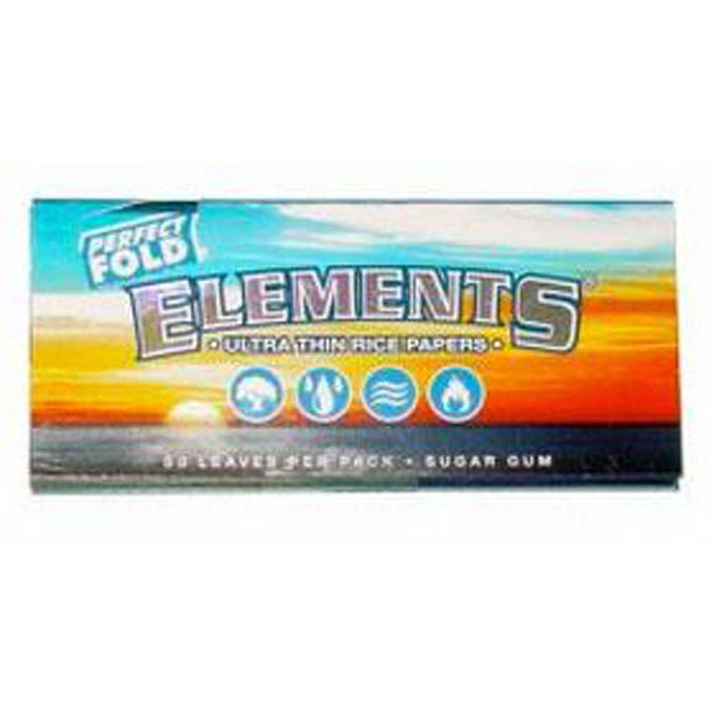 25pk Elements Ultra Thin Perfect Fold 1 1/4 Rice Rolling Papers Display, BDD Wholesale