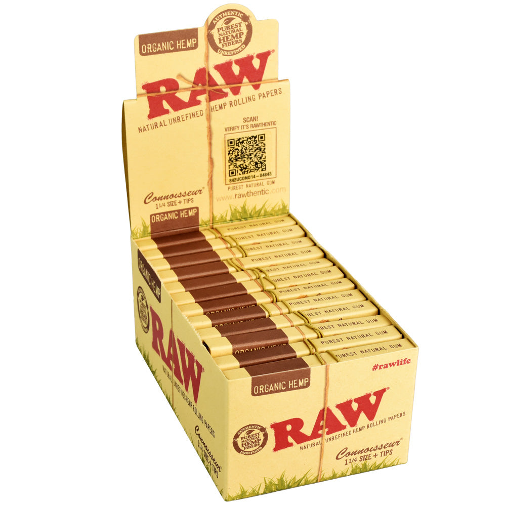 24pc Display-Raw Organic Hemp 1Â¼ Connoisseur Rolling Papers, BDD Wholesale