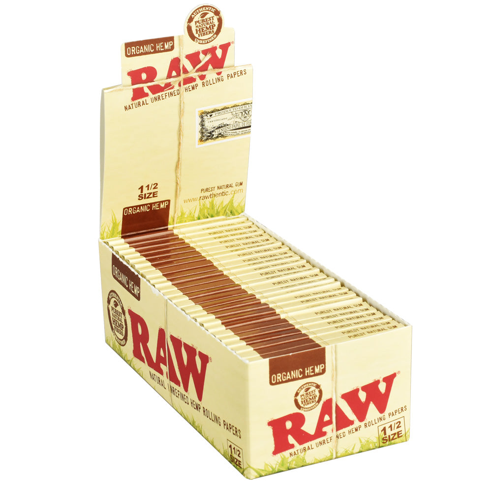 25PC DISPLAY - RAW Organic Hemp Rolling Papers - 1 1/2", BDD Wholesale