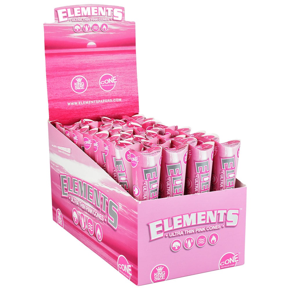 Elements Ultra Thin Pink Cones | 32pc Display, BDD Wholesale