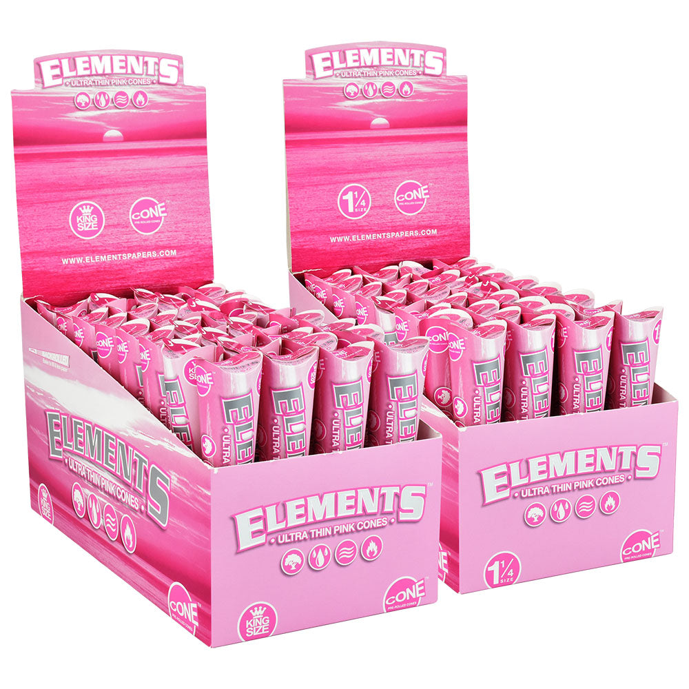Elements Ultra Thin Pink Cones | 32pc Display, BDD Wholesale