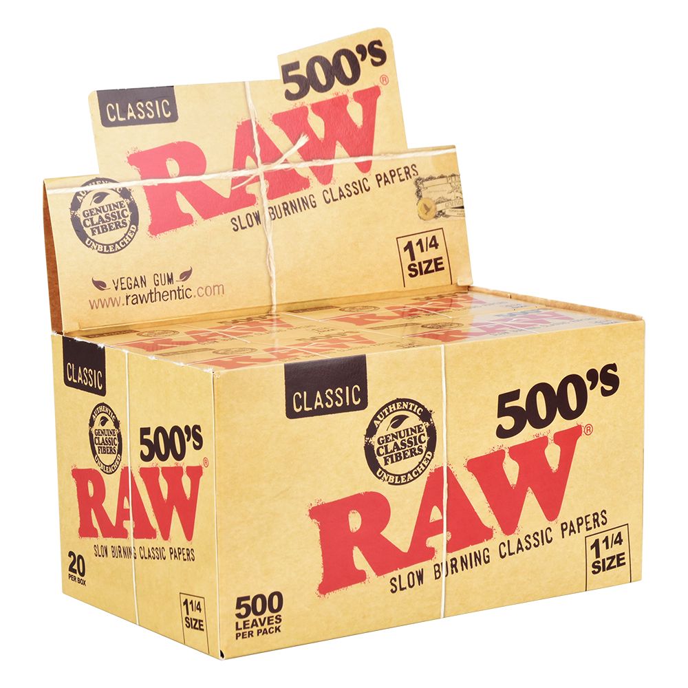 20PK DISPLAY - RAW Classic Creaseless 500's Papers - 500pc / 1 1/4", BDD Wholesale