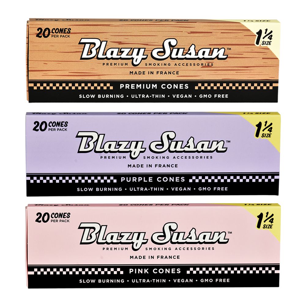 Blazy Susan Pre-Rolled Cones Slide Box | 1 1/4 | 20pc | 12pk Display Blazy Susan Pre-Rolled Cones Slide Box | 1 1/4 | Cone, BDD Wholesale