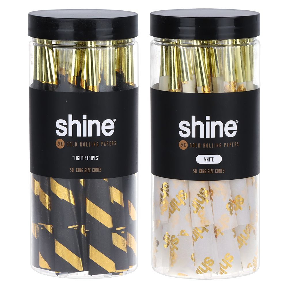 Shine 24K Gold Pre-Rolled Cones | King Size | 50pc Jar, BDD Wholesale