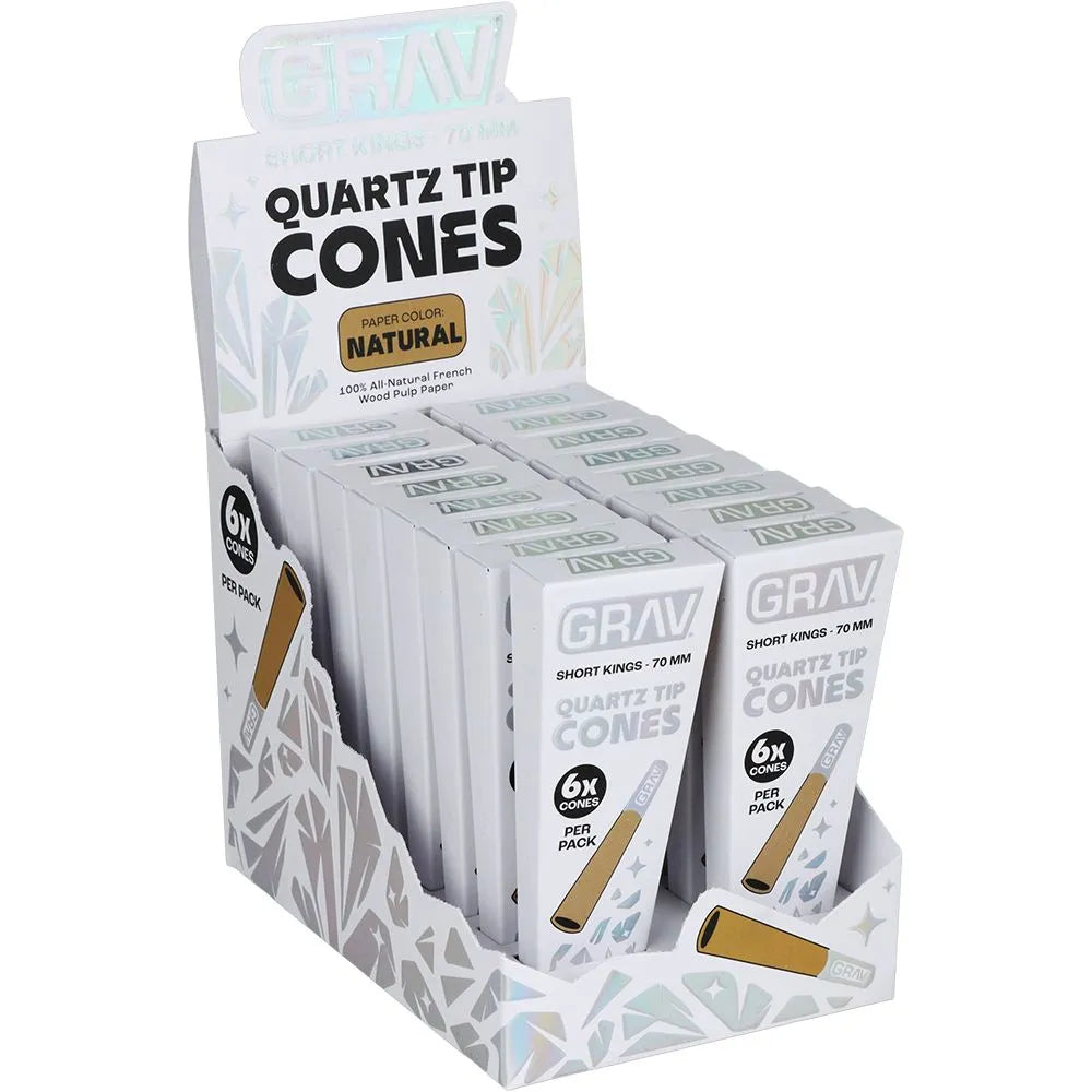GRAV Quartz Tip Pre-Rolled Cones | Natural | 16pk Display, BDD Wholesale